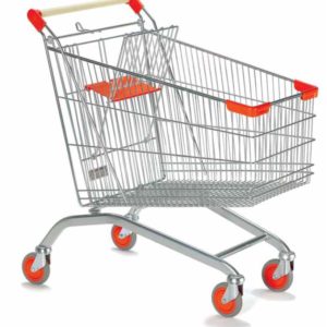 Cestino spesa con ruote in plastica 45lt - Cestini tipo trolley per negozi